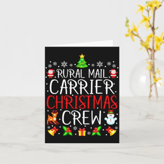 Rural Mail Carrier Christmas Crew Matching Xmas Ma カード (黄色い花)
