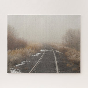 Rural Railroad Tracks on Foggy Day ジグソーパズル