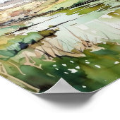 Rural River Watercolor  ポスター (角)