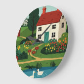 Rural town ラージ壁時計 (傾斜)