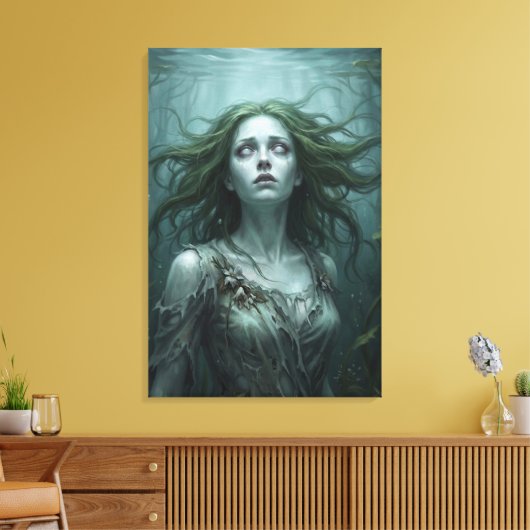 Rusalka Floating in Stagnant Pond キャンバスプリント (インサイチュ (リビング))