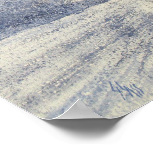 Rushing Creek Under Moon Watercolor Print ポスター (角)