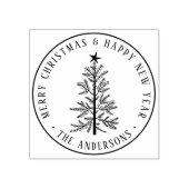 Rusitc Winter Merry Christmas & Happy New Year  ラバースタンプ (インプリント)