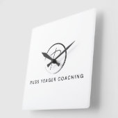 Russ Yeager Coaching シグネチャーロゴ スクエア壁時計 (傾斜)