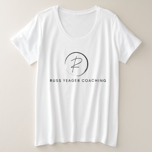 Russ Yeager Coaching シグネチャーロゴ プラスサイズTシャツ (デザイン正面)