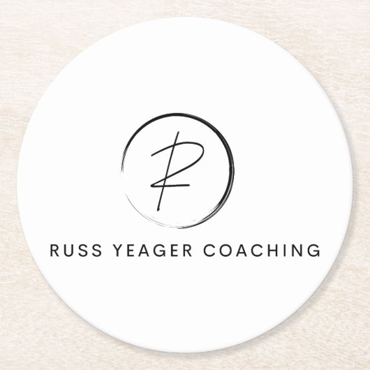 Russ Yeager Coaching シグネチャーロゴ ラウンドペーパーコースター (正面)