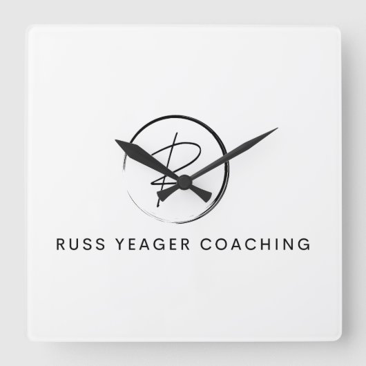 Russ Yeager Coaching Signature Logo スクエア壁時計 (正面)