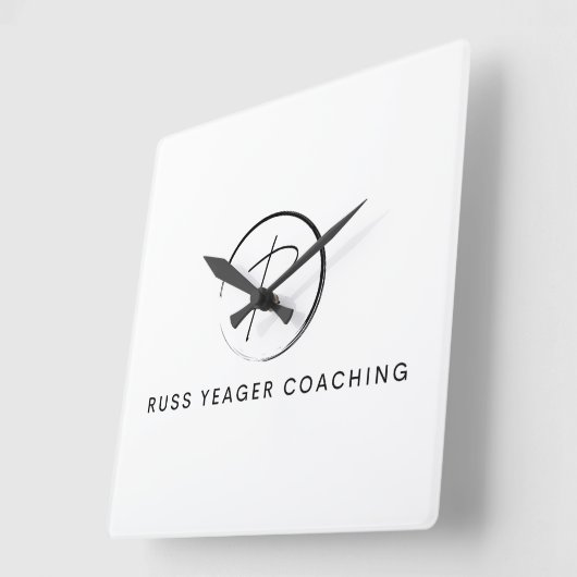 Russ Yeager Coaching Signature Logo スクエア壁時計 (傾斜)