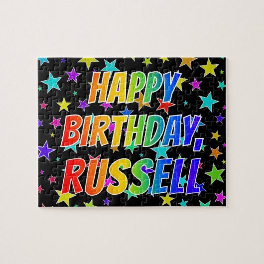 「RUSSELL」名、おもしろい「ハッピーバースデー」 ジグソーパズル (横)