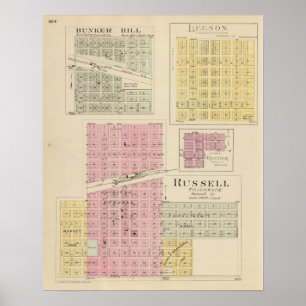 Russell, Bunker Hill, Leeson, Reeder, Kansas ポスター