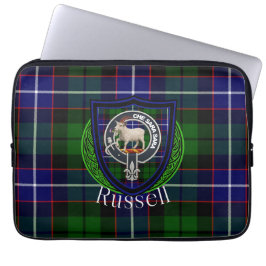 Russell Scottish Clan Tartan and Crest  ラップトップスリーブ