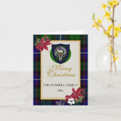 Russell Scottish Clan Tartan & Crest カード (黄色い花)