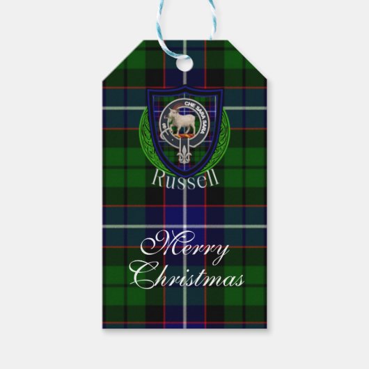 Russell Scottish Clan Tartan & Crest ギフトタグ (正面)