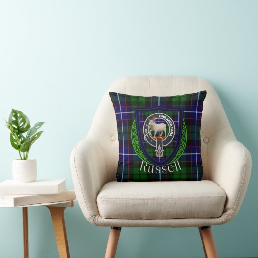 Russell Scottish Clan Tartan & Crest クッション (椅子)