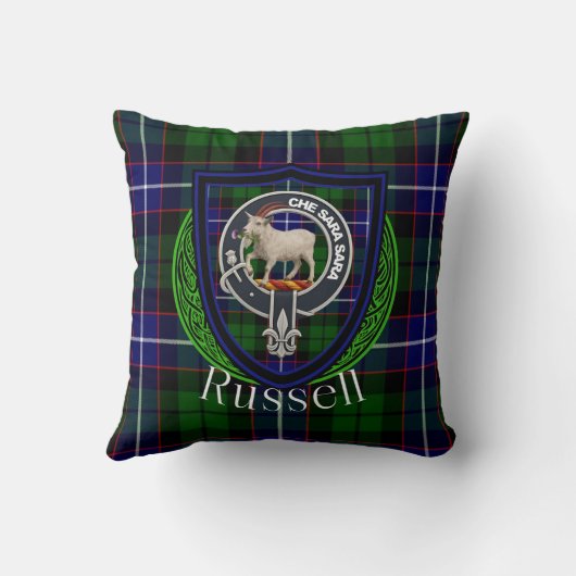 Russell Scottish Clan Tartan & Crest クッション (裏面)