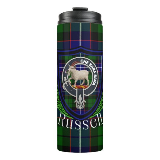 Russell Scottish Clan Tartan & Crest タンブラー (正面)