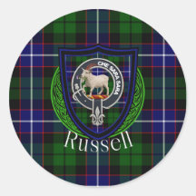 Russell Scottish Clan Tartan & Crest