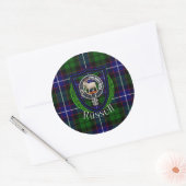 Russell Scottish Clan Tartan & Crest ラウンドシール (封筒)