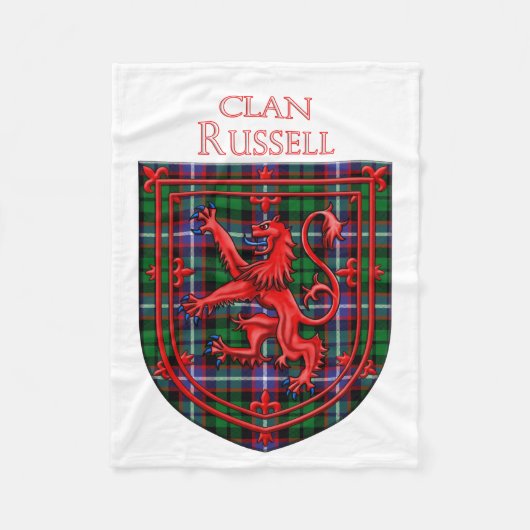 Russell Tartan Scottish Plaid Lion Rampant フリースブランケット (正面)