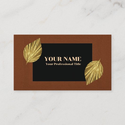 Russet Frame Black Center Gold Leaves 名刺 (正面)