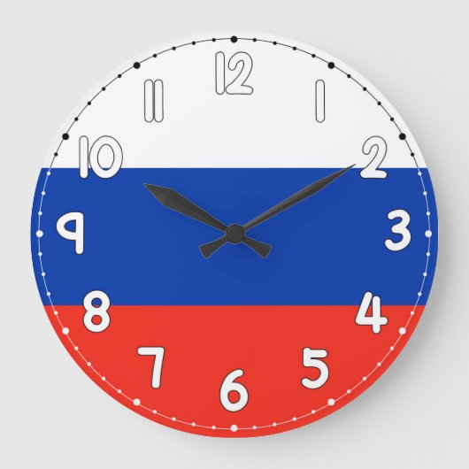Russia Flag Wall Clock – Russia Decor ラージ壁時計 (正面)