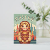 Russia Moscow Matroyshka Doll Travel ポストカード (スタンド正面)
