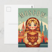 Russia Moscow Matroyshka Doll Travel ポストカード (正面/裏面)
