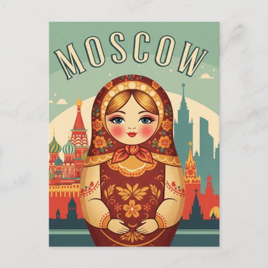 Russia Moscow Matroyshka Doll Travel ポストカード (正面)
