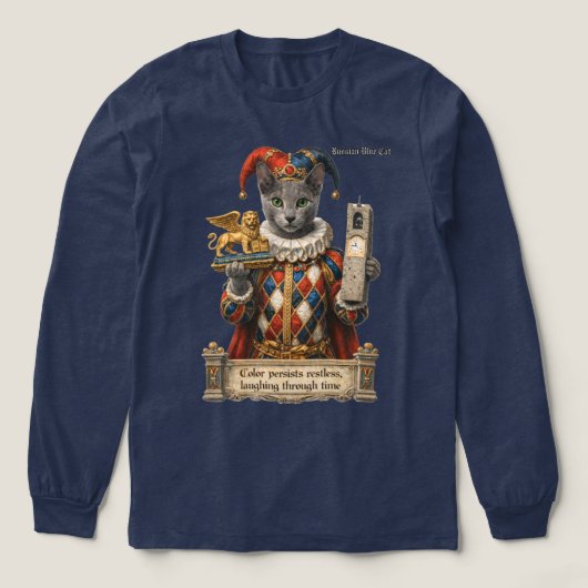 Russian Blue Arlequin Cat トライブレンドＴシャツ (デザイン正面)
