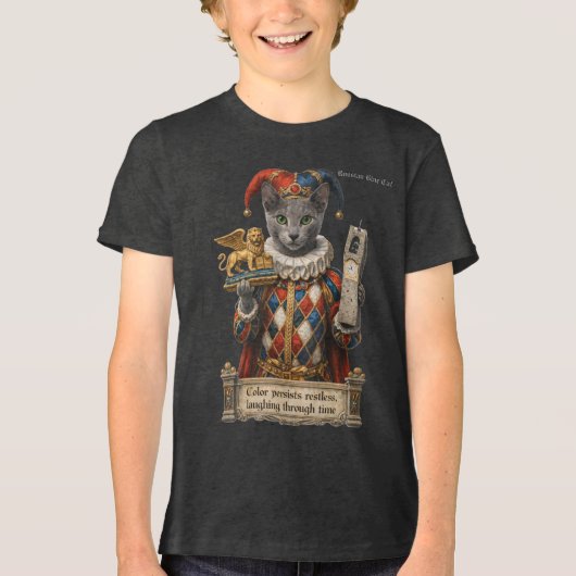 Russian Blue Arlequin Cat トライブレンドＴシャツ (正面)