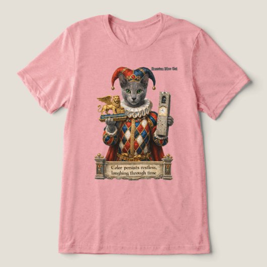 Russian Blue Arlequin Cat トライブレンドＴシャツ (デザイン正面)