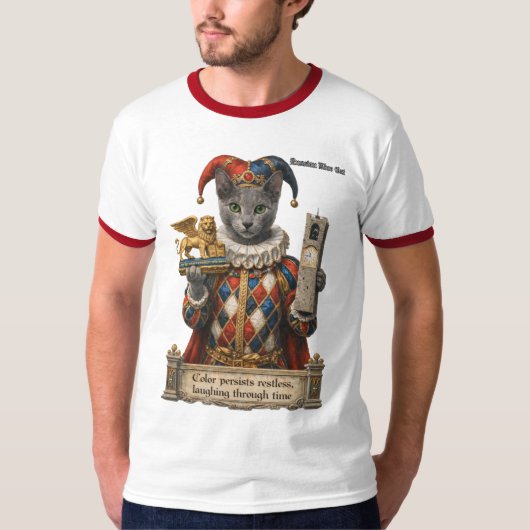Russian Blue Arlequin Cat Tシャツ (正面)