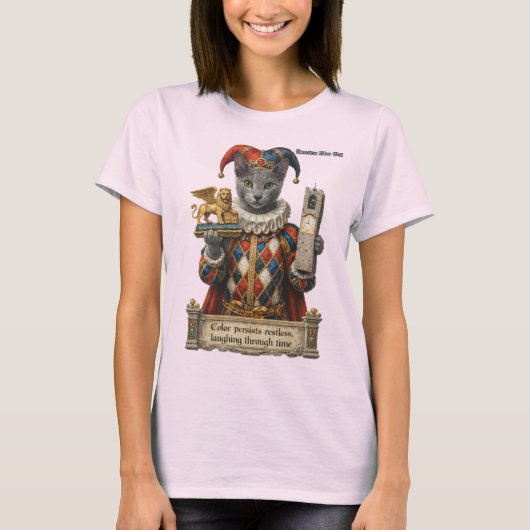 Russian Blue Arlequin Cat Tシャツ (正面)
