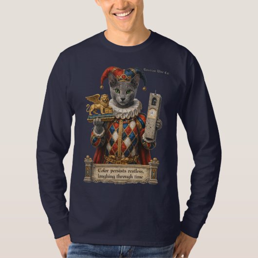 Russian Blue Arlequin Cat Tシャツ (正面)