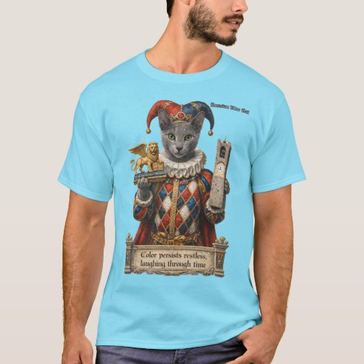 Russian Blue Arlequin Cat Tシャツ (正面)