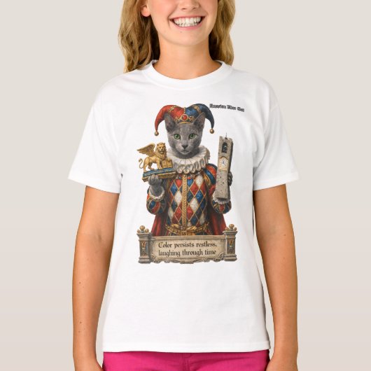 Russian Blue Arlequin Cat Tシャツ (正面)
