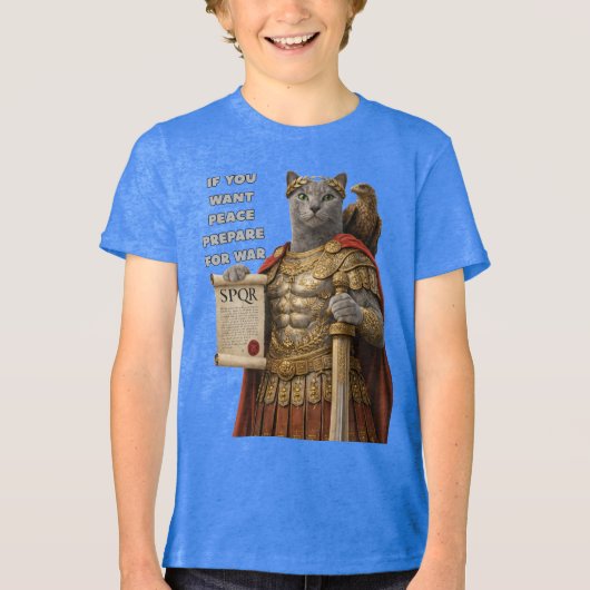 Russian Blue Caesar Cat トライブレンドＴシャツ (正面)