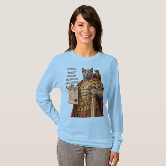 Russian Blue Caesar Cat Tシャツ (正面フル)