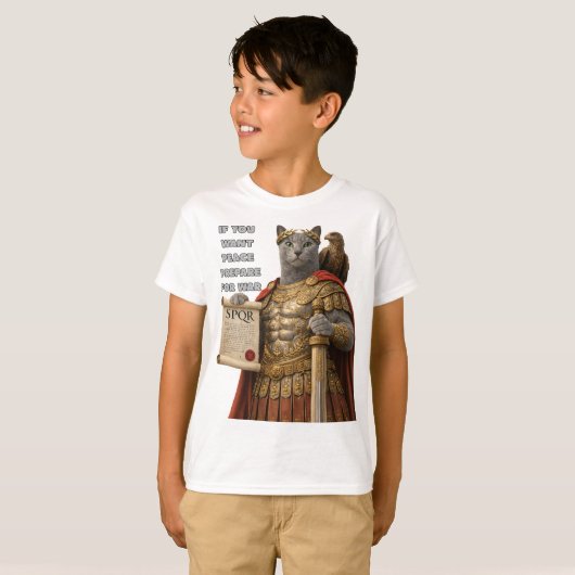 Russian Blue Caesar Cat Tシャツ (正面フル)