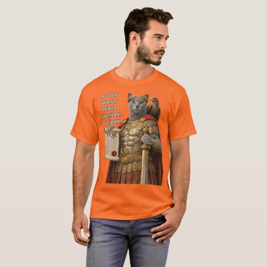 Russian Blue Caesar Cat Tシャツ (正面フル)
