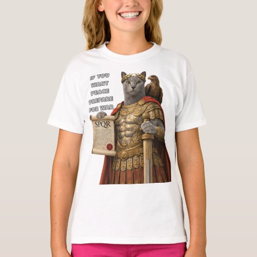 Russian Blue Caesar Cat Tシャツ (正面)