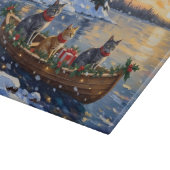 Russian Blue Cat Christmas Boat Holiday カッティングボード (角)