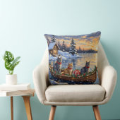 Russian Blue Cat Christmas Boat Holiday クッション (椅子)