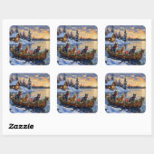 Russian Blue Cat Christmas Boat Holiday スクエアシール (シート)