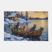 Russian Blue Cat Christmas Boat Holiday ドアマット (正面)