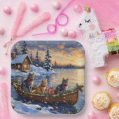 Russian Blue Cat Christmas Boat Holiday ペーパープレート (パーティー)