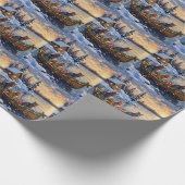 Russian Blue Cat Christmas Boat Holiday ラッピングペーパー (角)