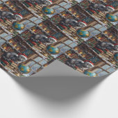 Russian Blue Cat Christmas Library Reading Nook ラッピングペーパー (角)