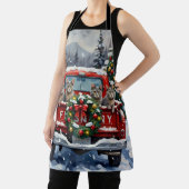 Russian Blue Cat Christmas Red Truck Holiday エプロン (インサイチュ)