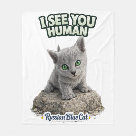 Russian Blue Cat Fleece Blanket フリースブランケット